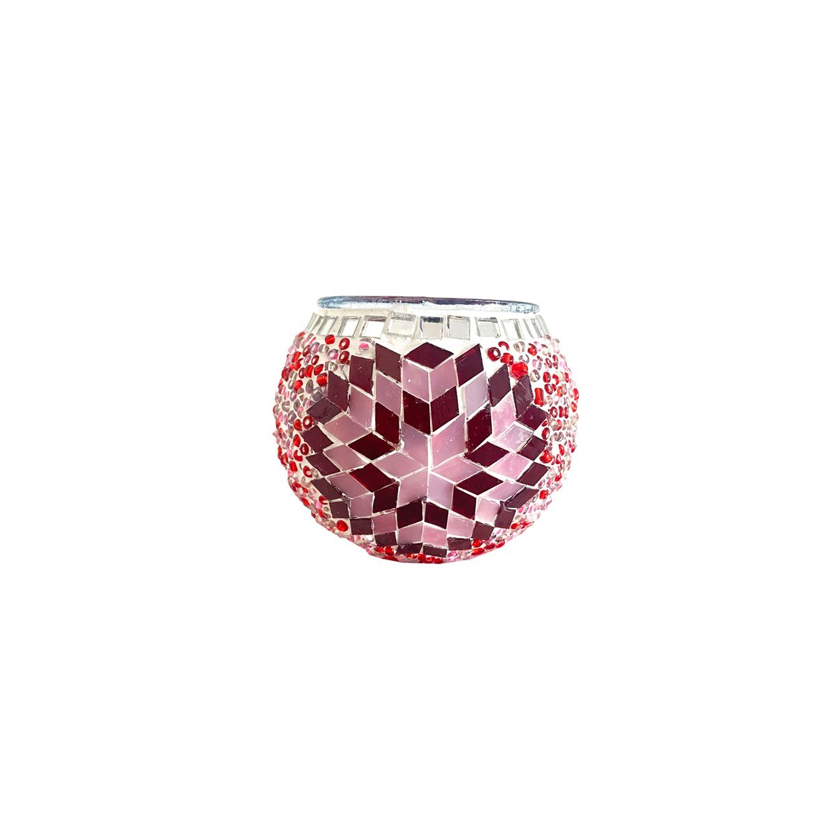 TURKUAZ - Portavela de mosaico turco Estrella roja y rosada