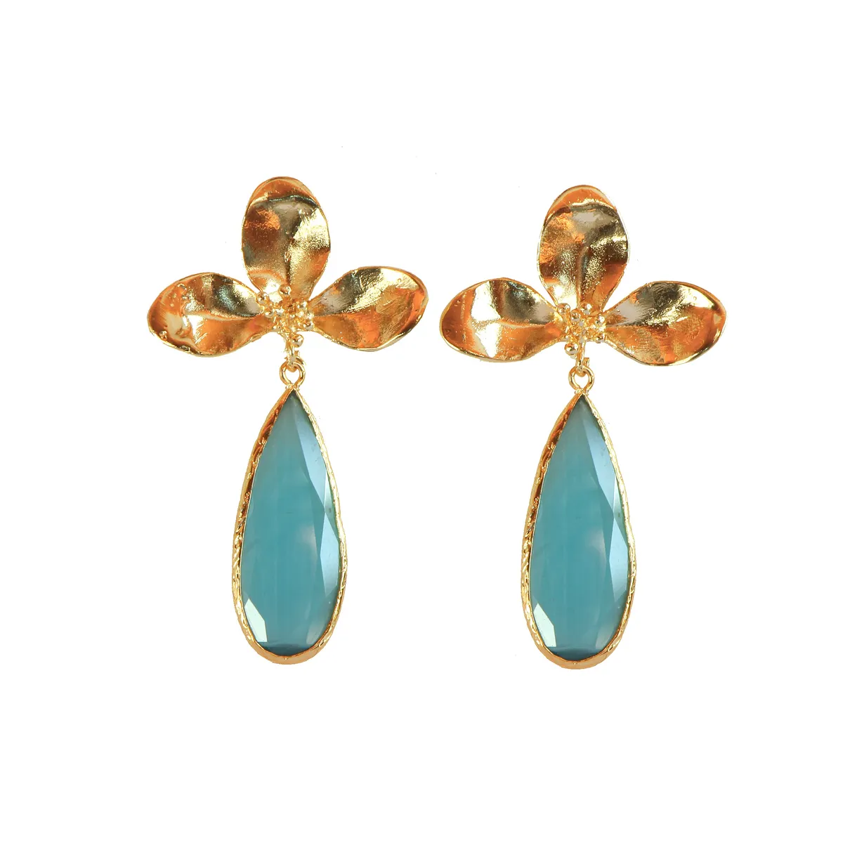 TURKUAZ - Aros Alya Turquesa - Baño de oro 22 k