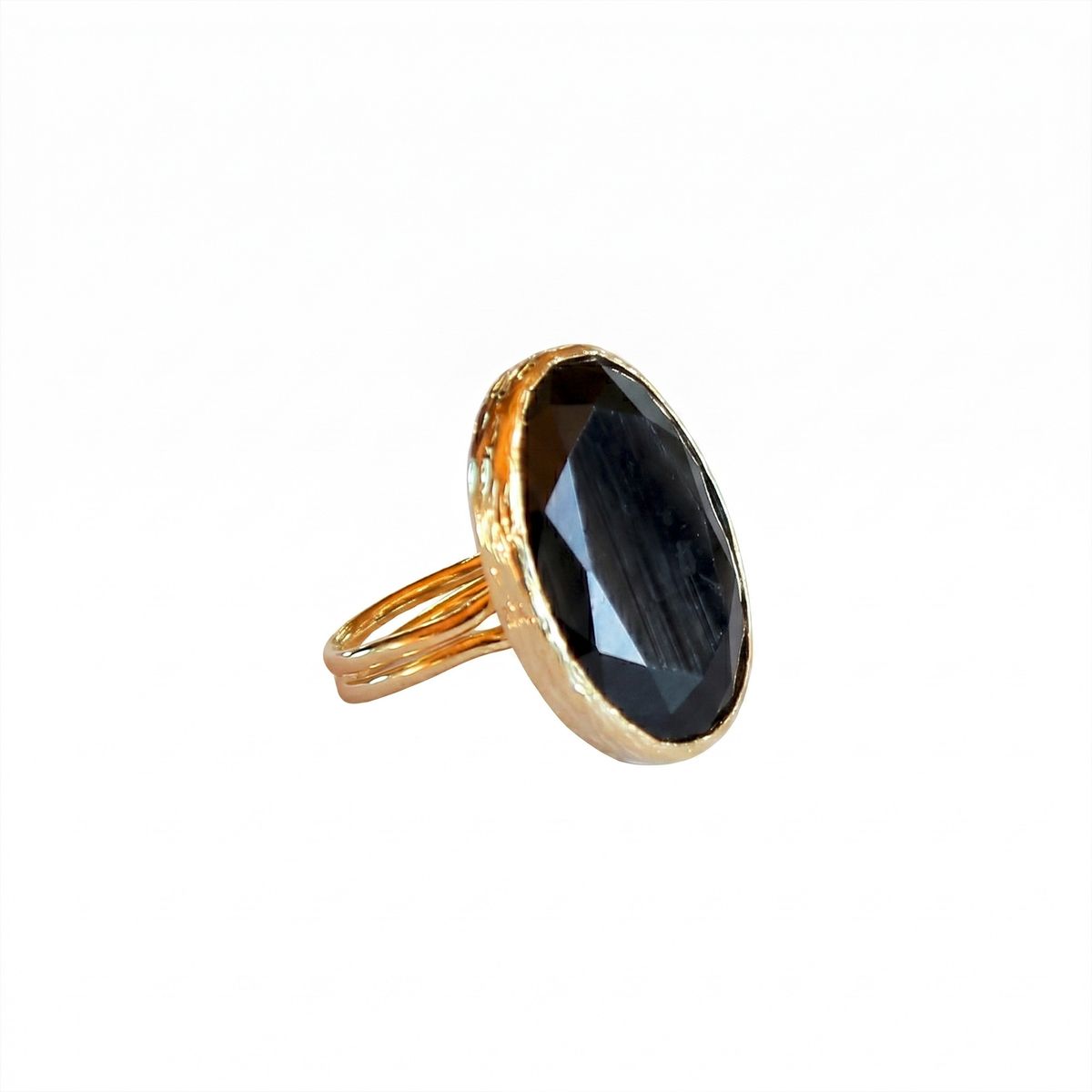 TURKUAZ - Anillo ajustable Deniz Negro - Baño de oro 22 k