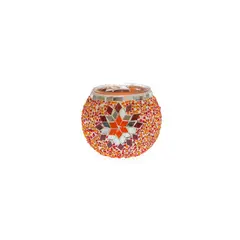 TURKUAZ - Portavela de mosaico turco Estrella naranja