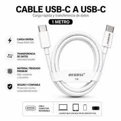 GENERICO - Cable Usb C A Usb C 60w 1 Metro Carga Rápida Datos