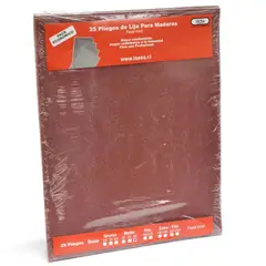 ISESA - Pack 25 Pliegos de Lija para Madera Respaldo Papel Kraft Grano 80
