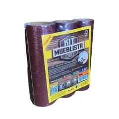 ISESA - Kit Mueblista 3 Rollos de Lija para Madera 100x15 cm Grano Grueso Medio y Fino