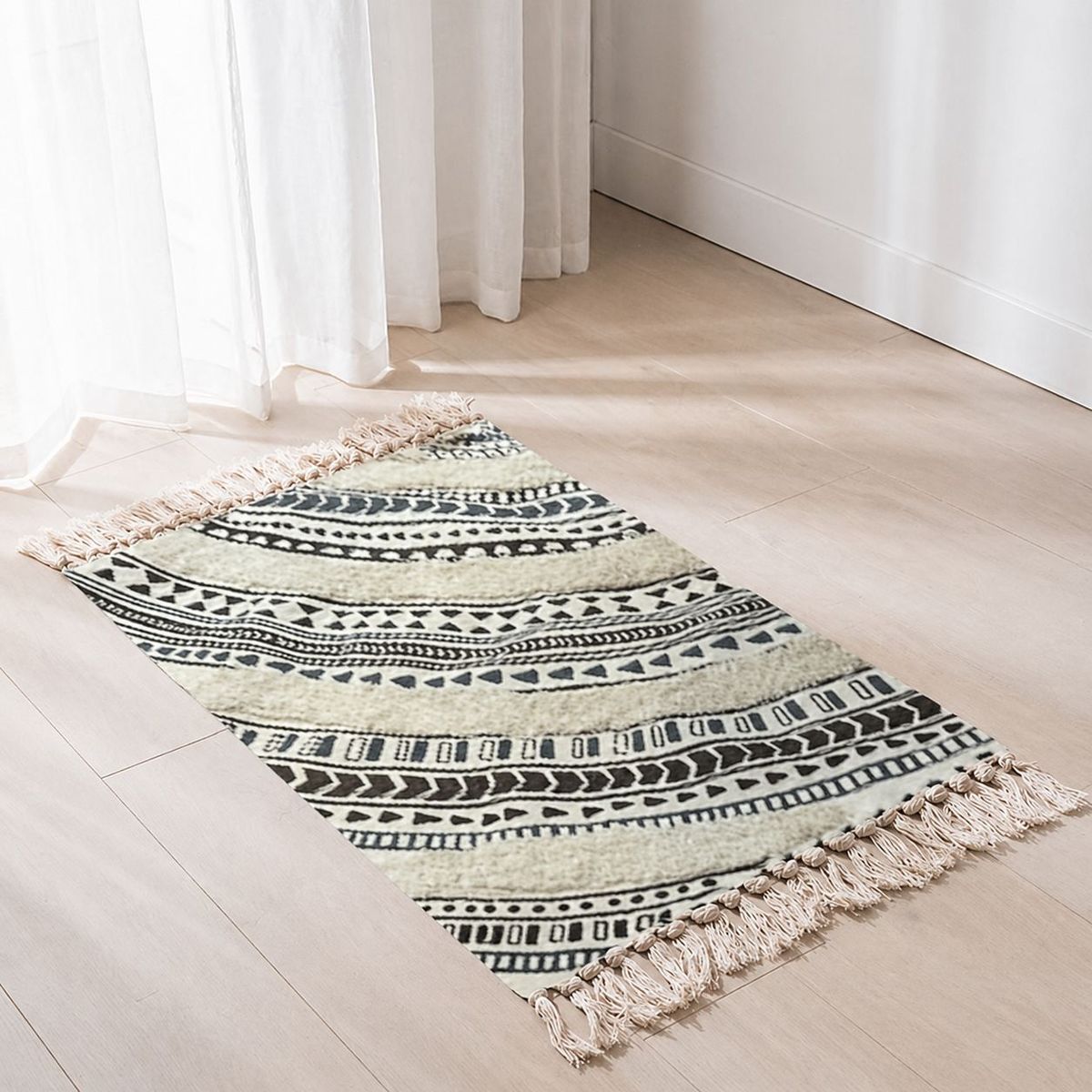 GENERICO - Alfombra Decorativa Estampada Tufting con Flecos TF21004