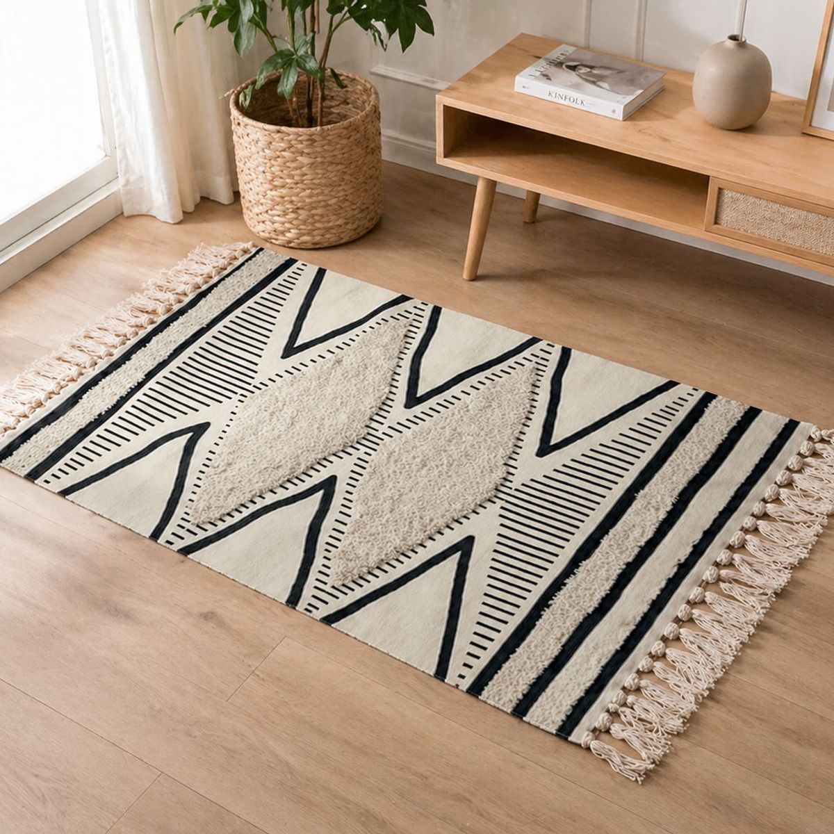 GENERICO - Alfombra Decorativa Estampada Tufting con Flecos TF21005
