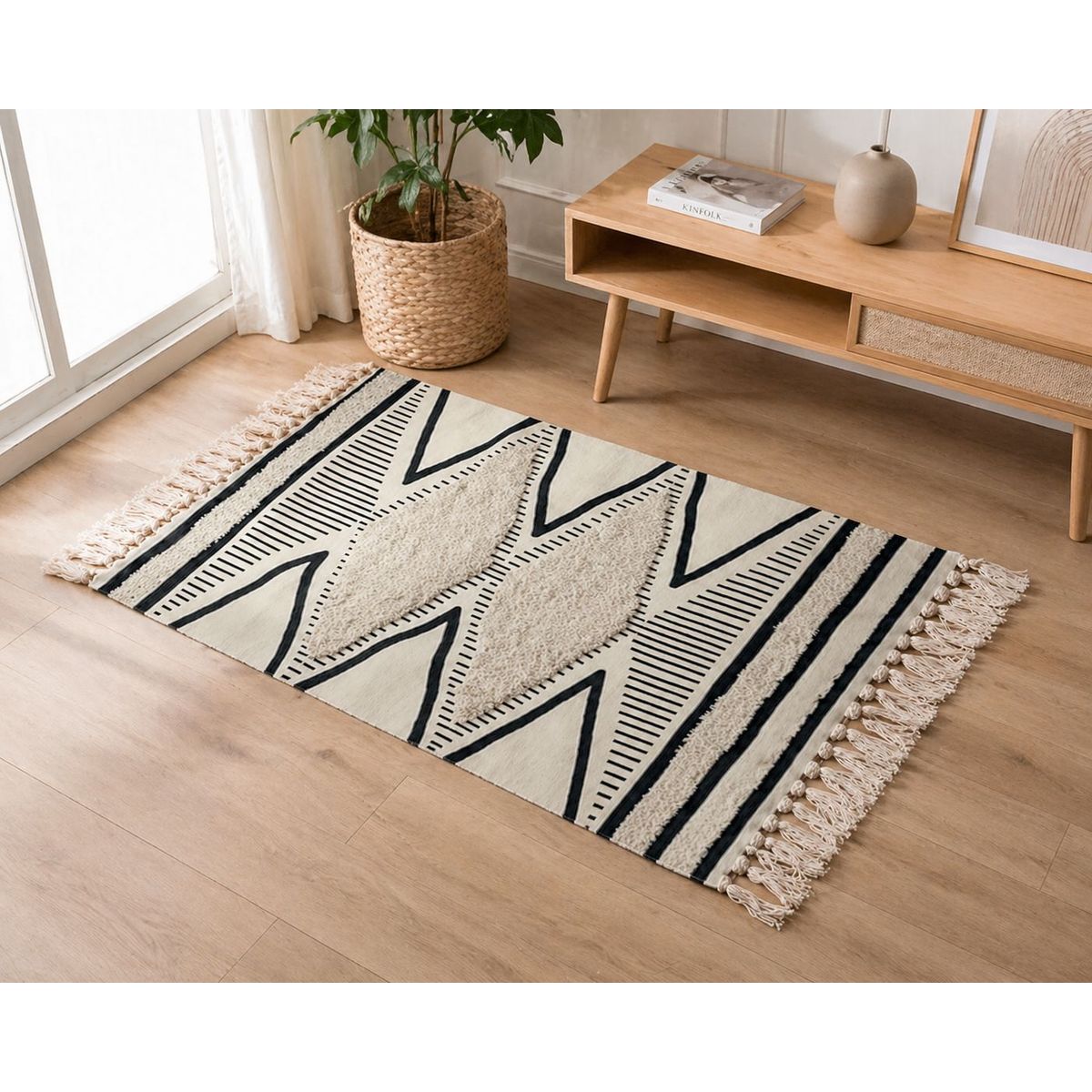 GENERICO - Alfombra Decorativa Estampada Tufting con Flecos TF21005