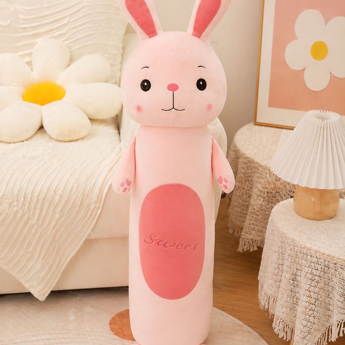 GENERICO - Cojín Peluche Conejo Largo 70 cm Decorativo Suave Infantil
