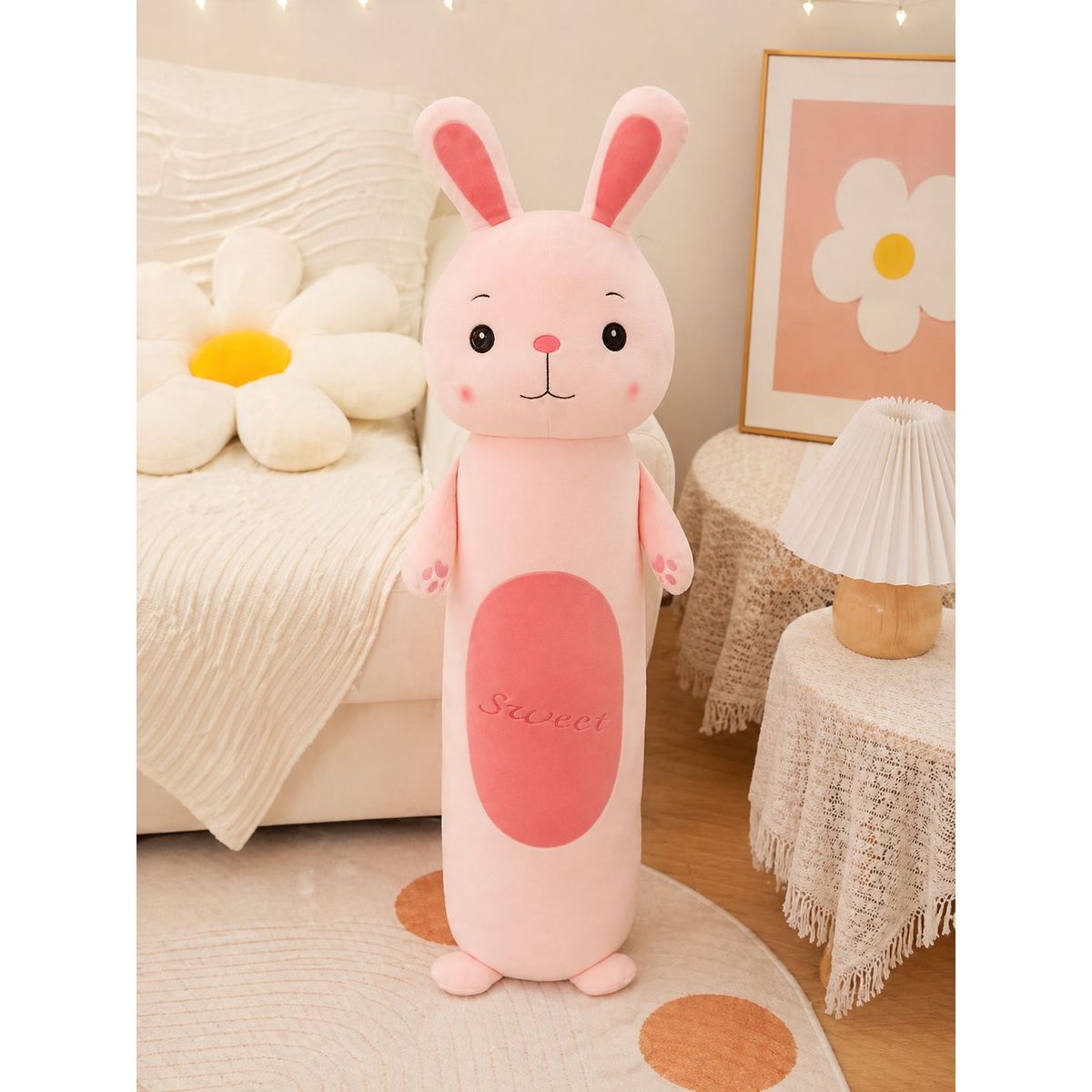 GENERICO - Cojín Peluche Conejo Largo 70 cm Decorativo Suave Infantil