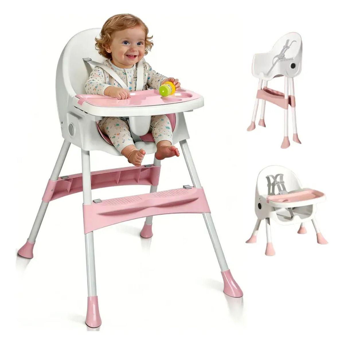 EVERSO - Silla De Comer Bebé 2 En 1 Plegable Ajustable Con Bandeja