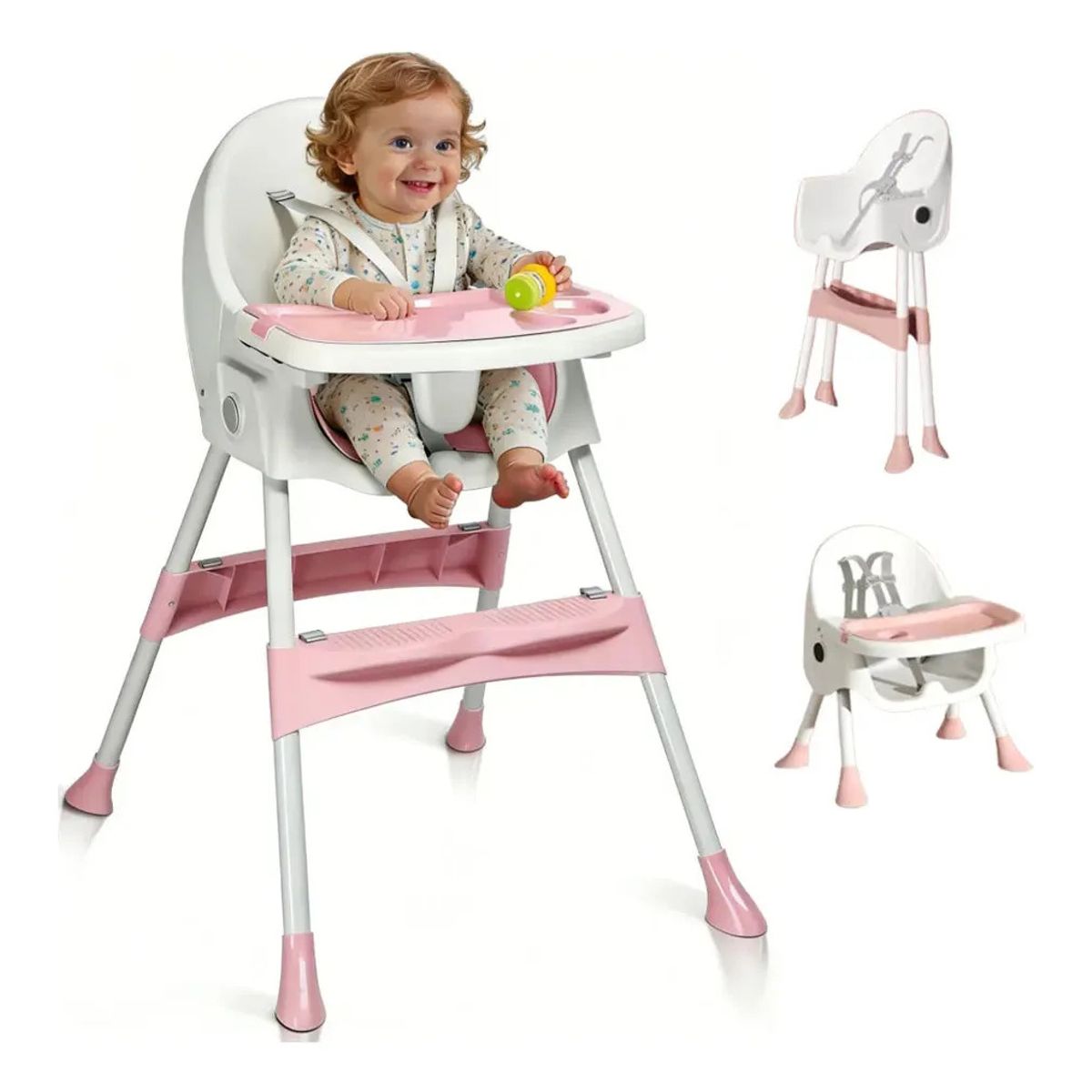 EVERSO - Silla De Comer Bebé 2 En 1 Plegable Ajustable Con Bandeja