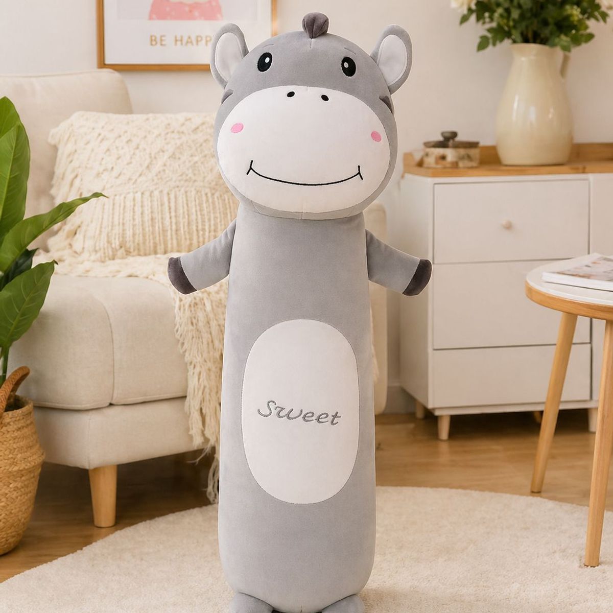GENERICO - Cojín Peluche Hipopotamo Largo 70 cm Decorativo Suave Infantil