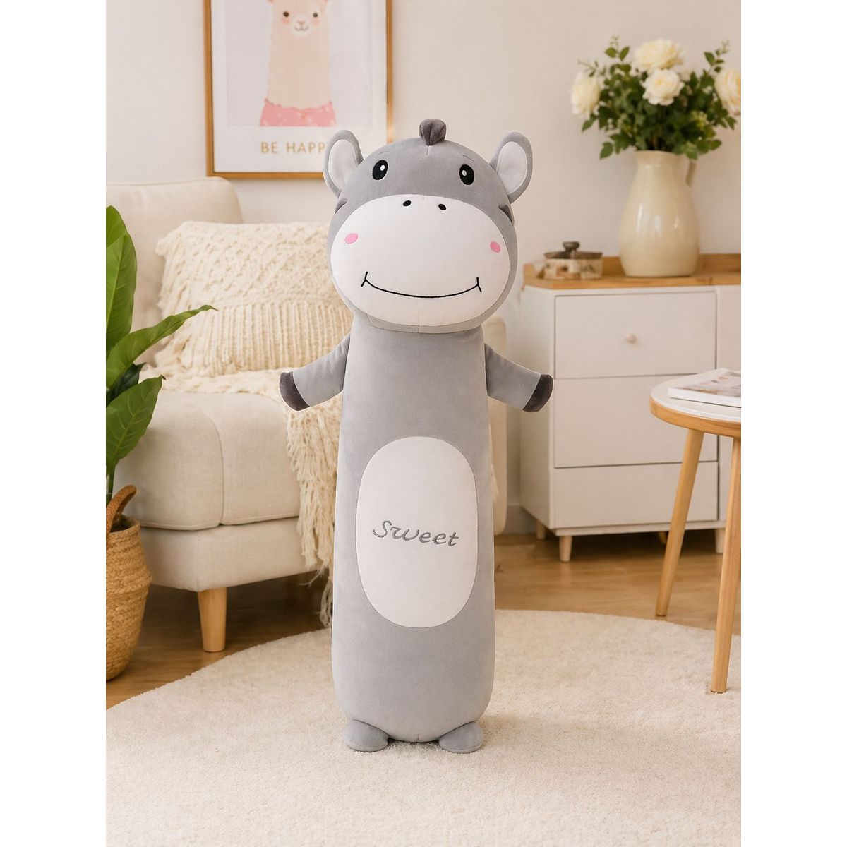 GENERICO - Cojín Peluche Hipopotamo Largo 70 cm Decorativo Suave Infantil