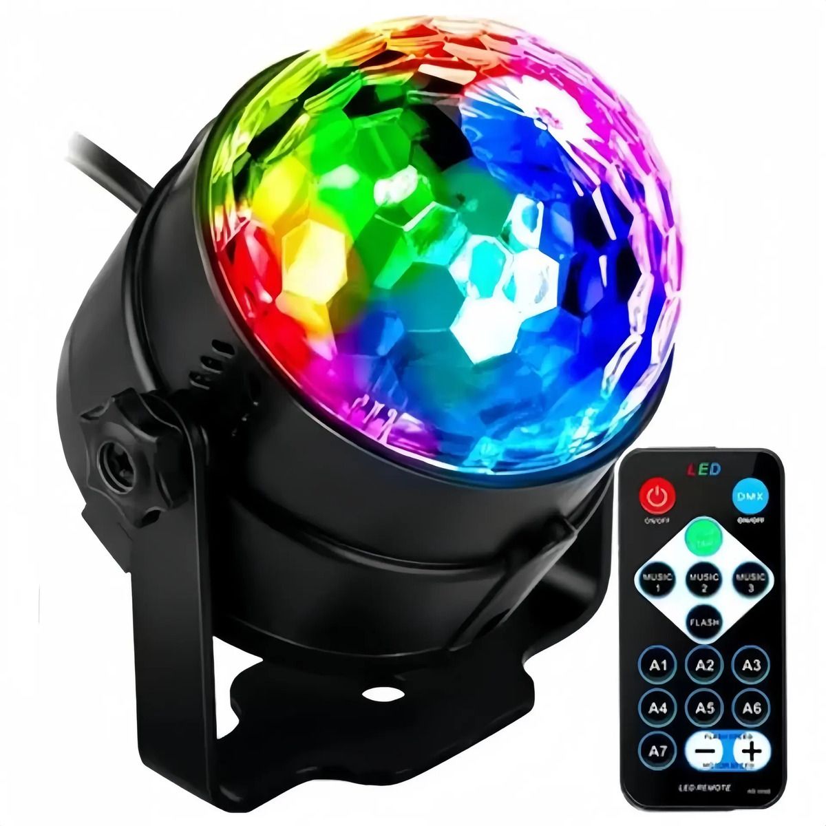 VIDA BUENAS - Bola de discoteca giratoria con luces LED activada por sonido, decoración ideal para fiestas y hogar