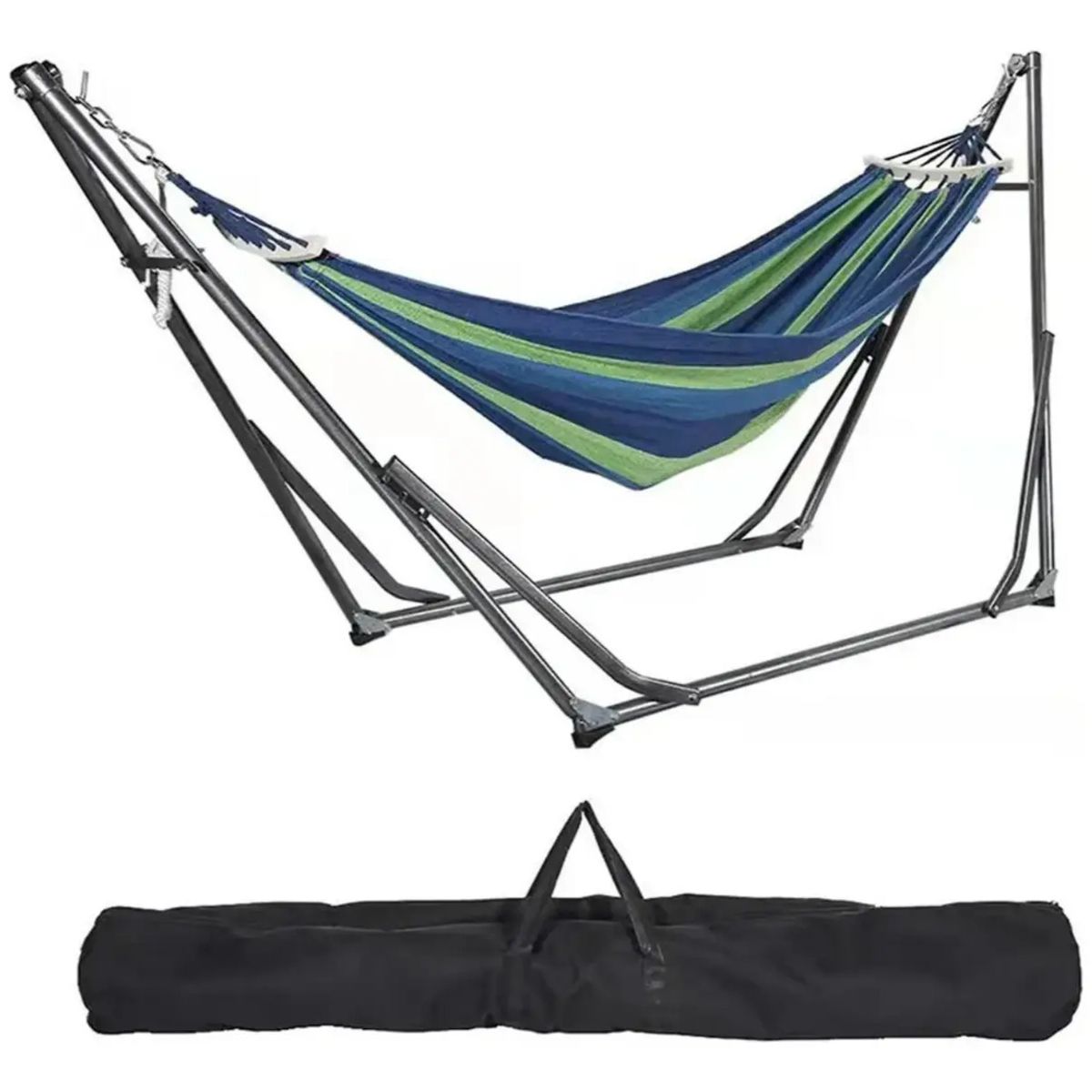 VIDA BUENAS - Hamaca Doble Con Base Soporte De Acero Y Estuche Portatil