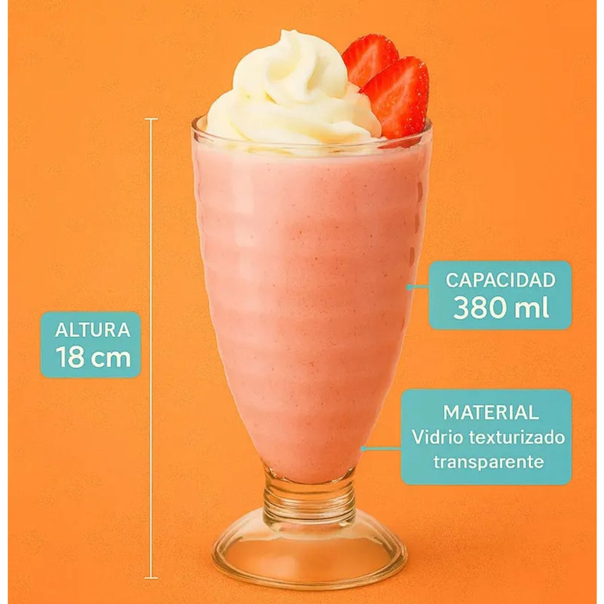 GENERICO - Vitrineon Copas Vidrio Resistente 380 Ml Set 6 Postres Helad Copa Helado