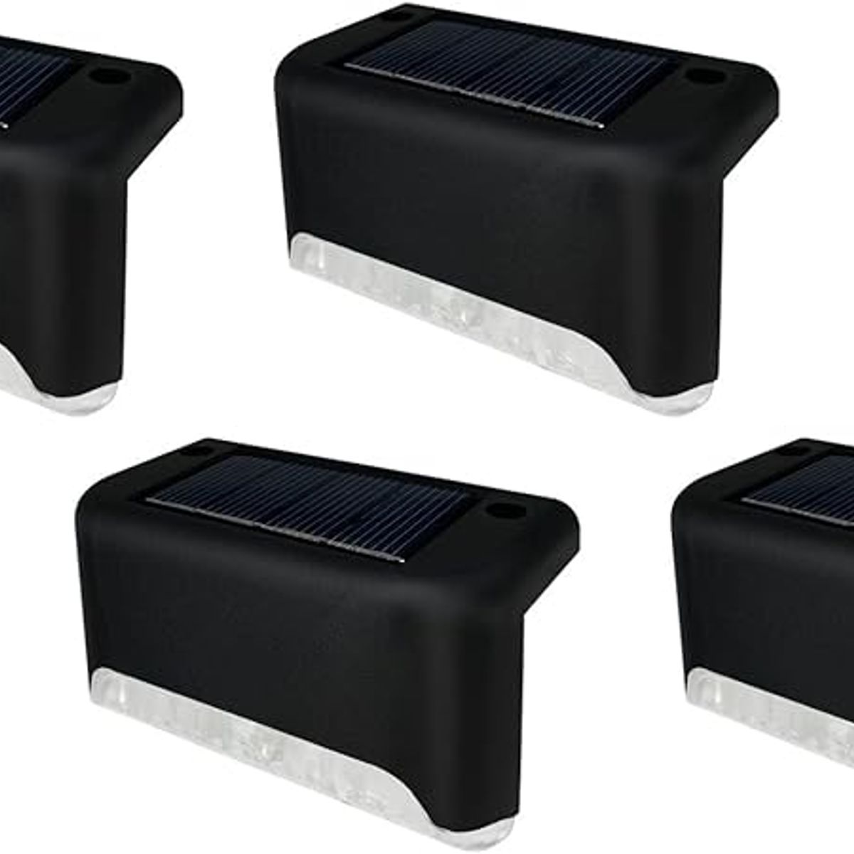 VIDA BUENAS - Kit 4 Luces Solares Patio Jardín Para Escaleras Y Muros Estructura Negro