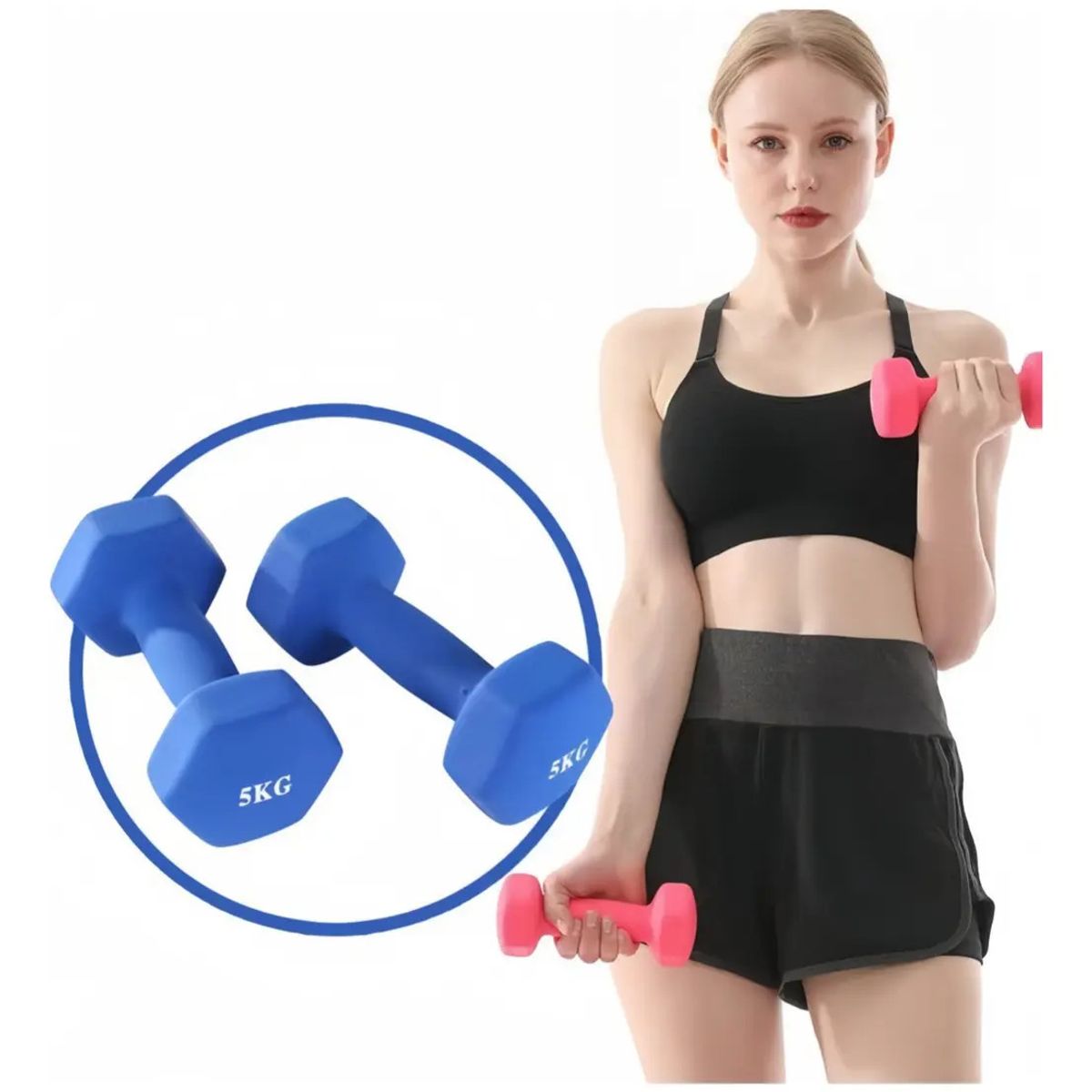 VIDA BUENAS - Pack 2 Pesa 1 Kg Mancuerna Ejercicio Goma Vinílica Fitness