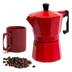 NO LOGO - Cafetera Italiana 6 Tazas Café Moka Express 6 Tazas Rojo