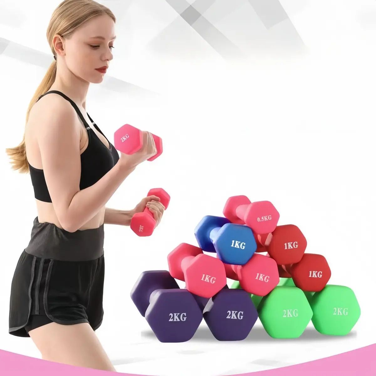 VIDA BUENAS - Pack 2 Pesa 1 Kg Mancuerna Ejercicio Goma Vinílica Fitness