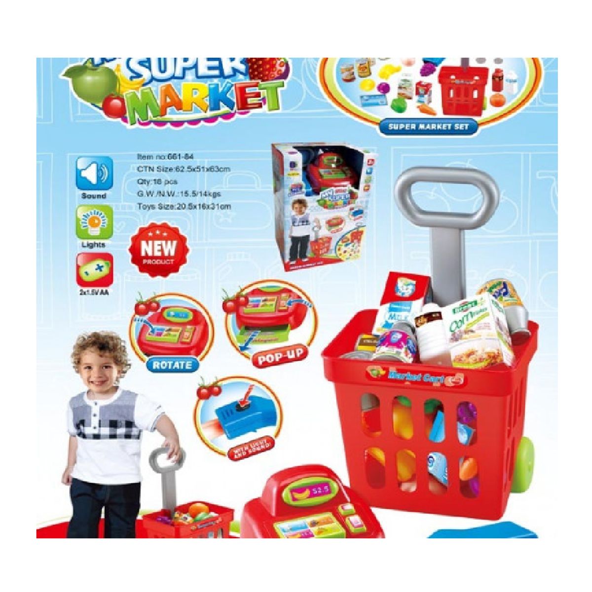 GENERICO - Mini Carrito Supermercado Niños Caja Registradora Sonido
