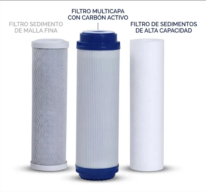 GENERICO Kit Filtros de Agua Purificador Osmosis Inversa con Cartucho Carbón Activado 10 X 2.5