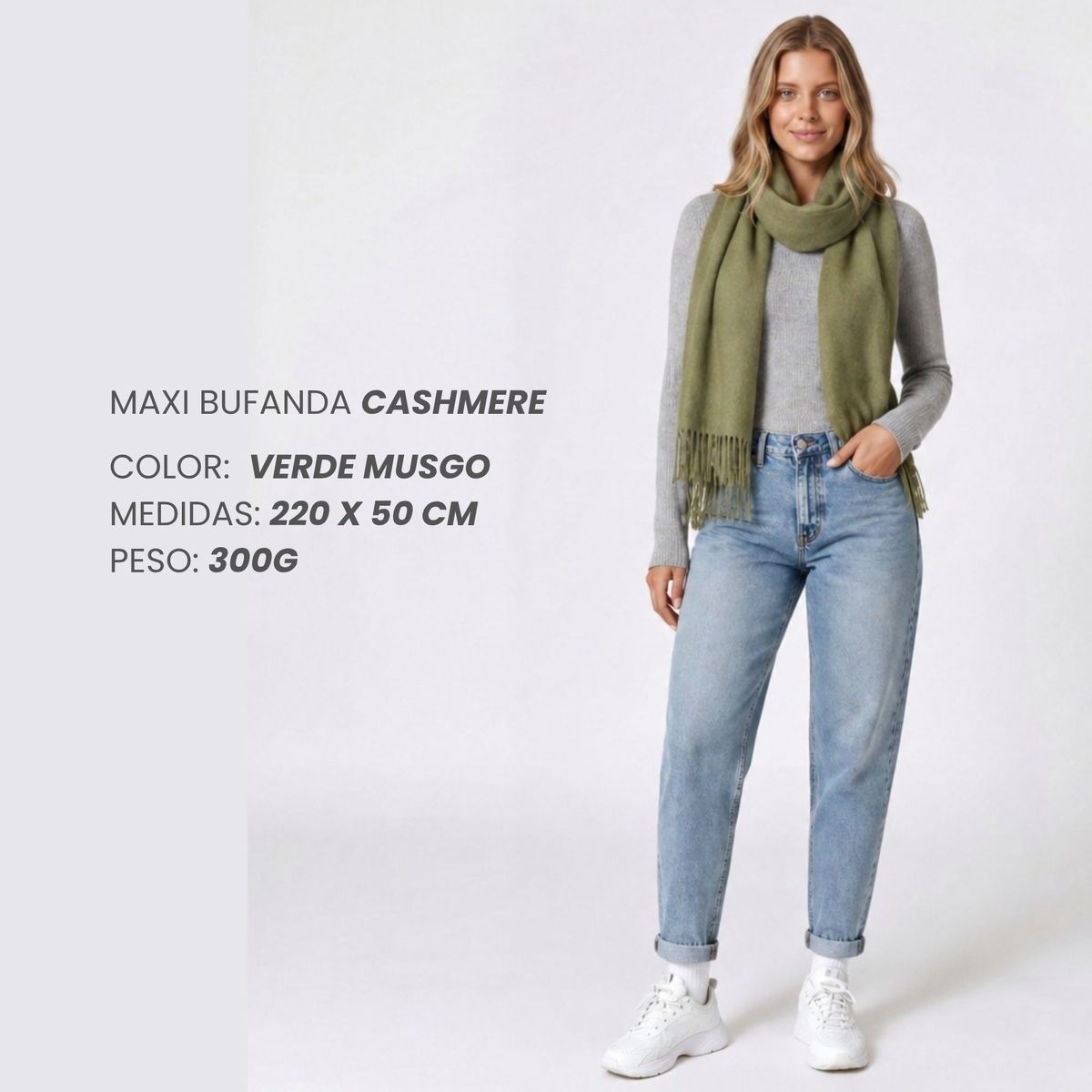 NOVY - Maxi Bufanda Mujer Hombre Otoño Colores 50cm X 220cm