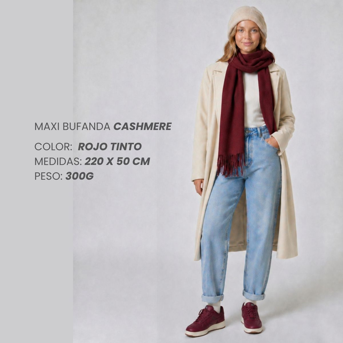 NOVY - Maxi Bufanda Mujer Hombre Otoño Colores 50cm X 220cm