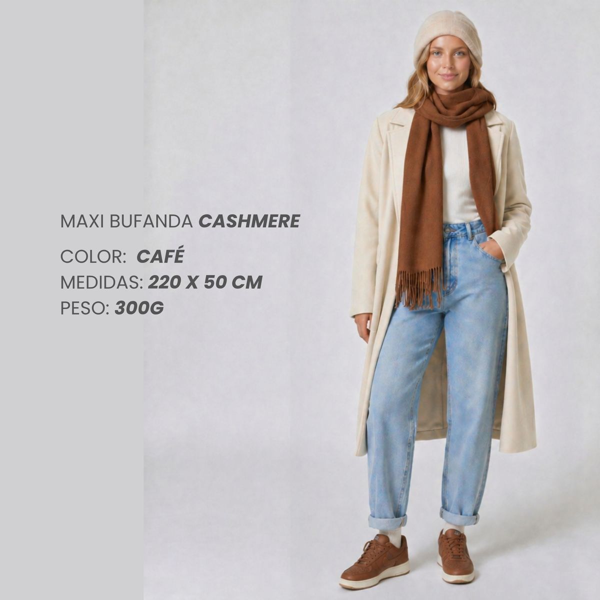 NOVY - Maxi Bufanda Mujer Hombre Otoño Colores 50cm X 220cm