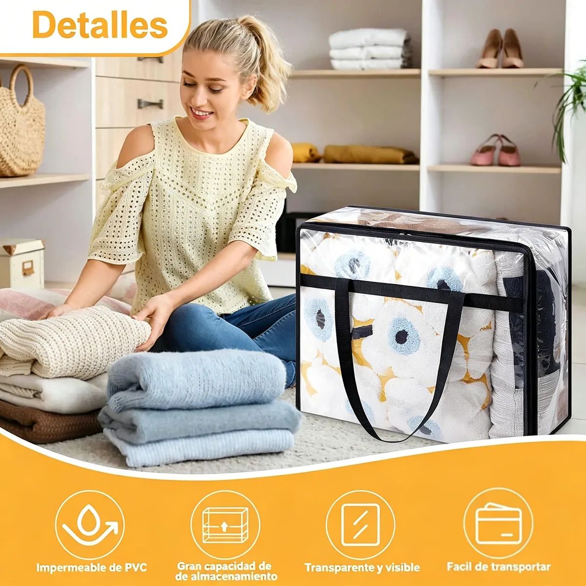 GENERICO - Set X4 Bolsas Organizadoras Almacenamiento Cajas De Pvc 40L