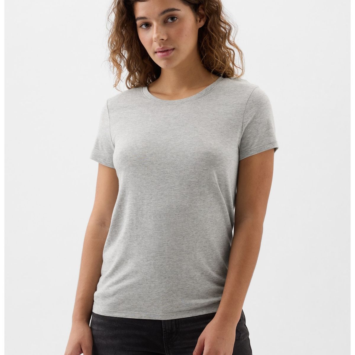 GAP - Polera Mujer GAP Clásica Cuello Crew Gris