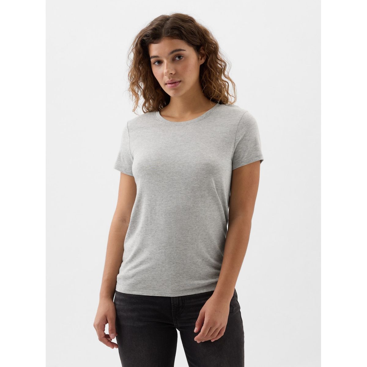 GAP - Polera Mujer GAP Clásica Cuello Crew Gris