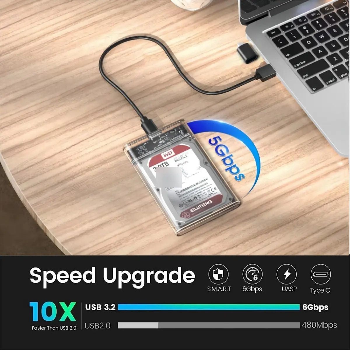 VIDA BUENAS - Cofre Case Para Disco Duro Extern Usb C 3.1 Hdd Sdd Sata 2.5