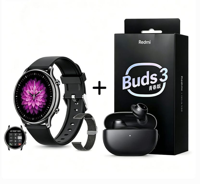 Y66 Smartwatch+Audífonos Auriculares Bluetooth Redmi buds 3lite