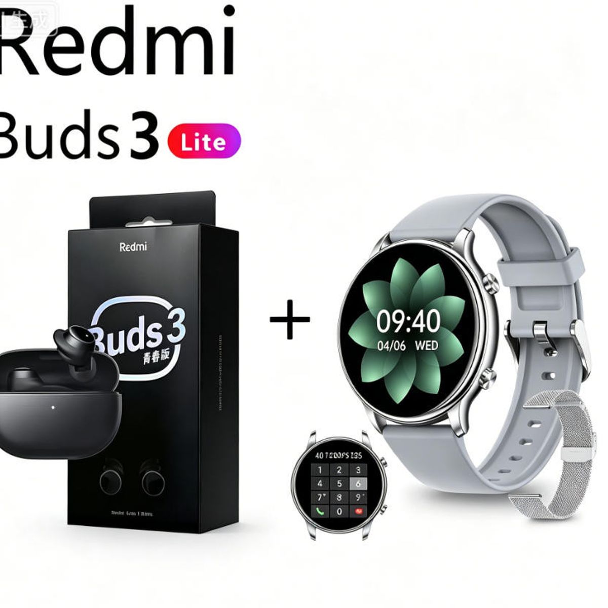 XIAOMI - Y66 Smartwatch+Audífonos  Auriculares Bluetooth XIAOMI Redmi buds 3lite