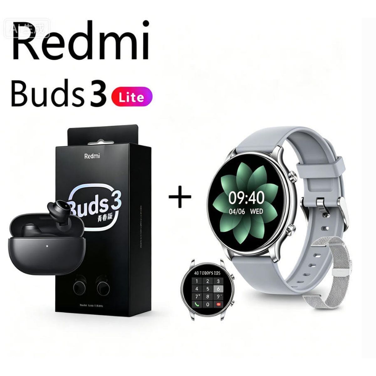 XIAOMI - Y66 Smartwatch+Audífonos  Auriculares Bluetooth XIAOMI Redmi buds 3lite