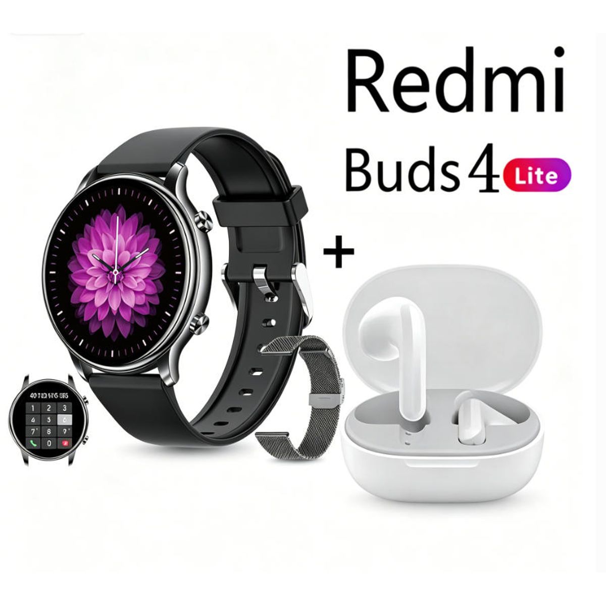 XIAOMI - Y66 Smartwatch+Audífonos  Auriculares Bluetooth XIAOMI Redmi buds 4lite