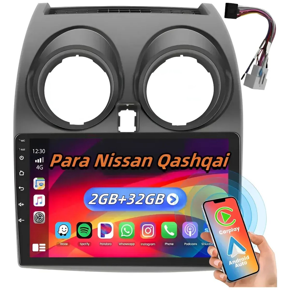 KUANGYE - Radio 9 Carplay Android + Bisel Para Nissan Qashqai + Canbus
