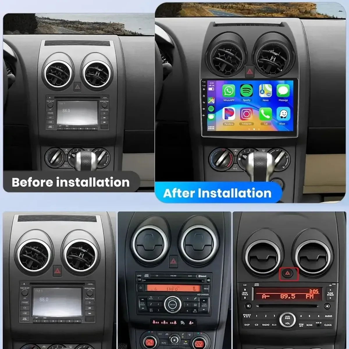 KUANGYE - Radio 9 Carplay Android + Bisel Para Nissan Qashqai + Canbus