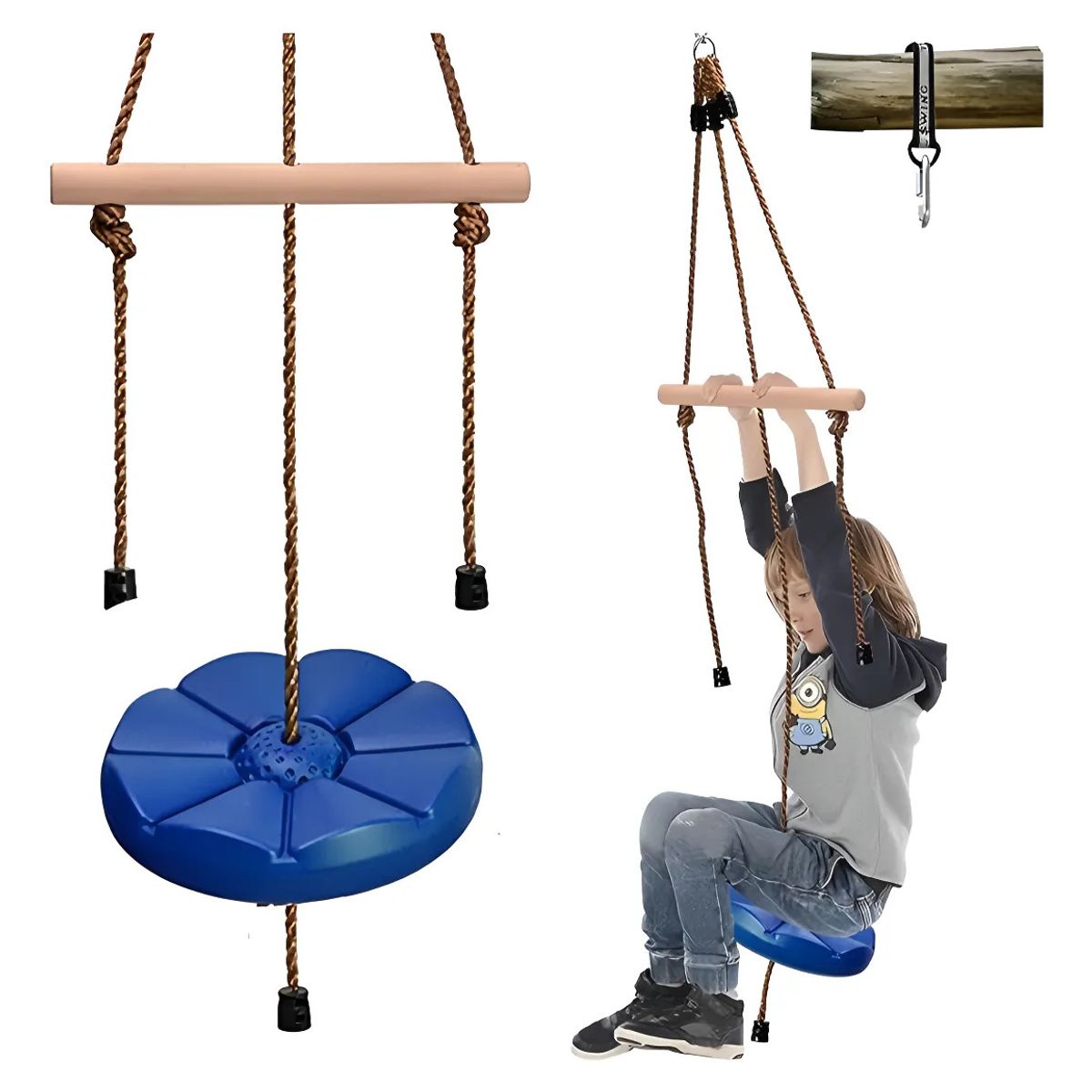 VIDA BUENAS - Columpio Mecedor Escalada Niños  Portátil 75kg Color Azul