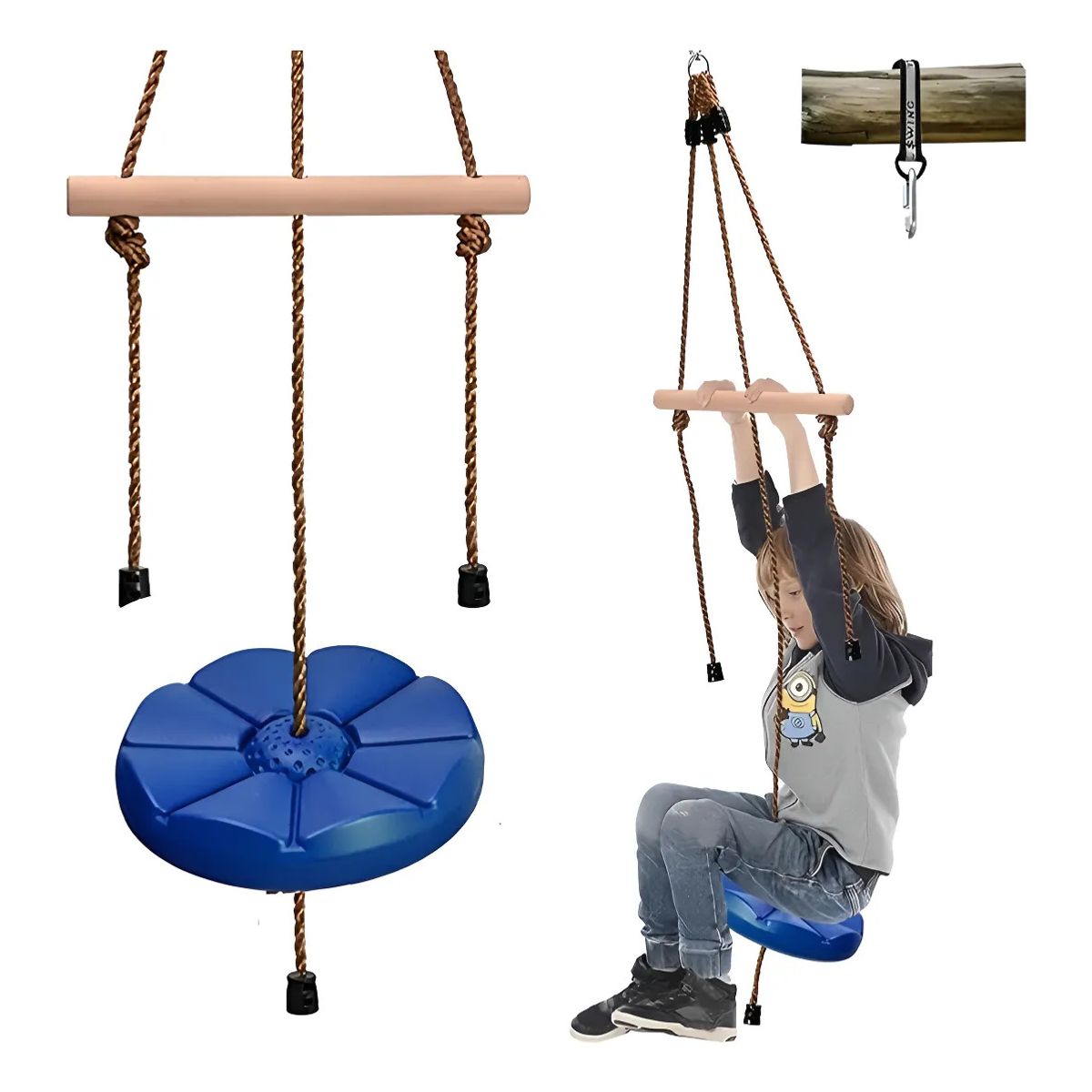 VIDA BUENAS - Columpio Mecedor Escalada Niños  Portátil 75kg Color Azul