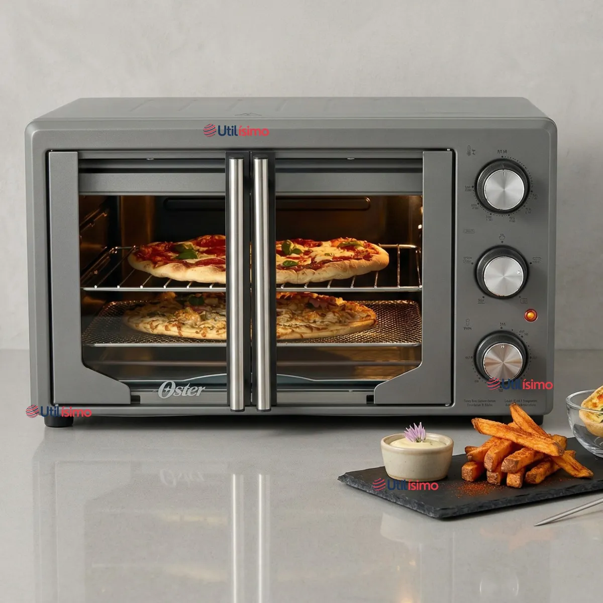 OSTER - Horno con freidora de aire Oster® de 42 litros, puertas francesas, TSSTTV42FDMAFNS 1700W