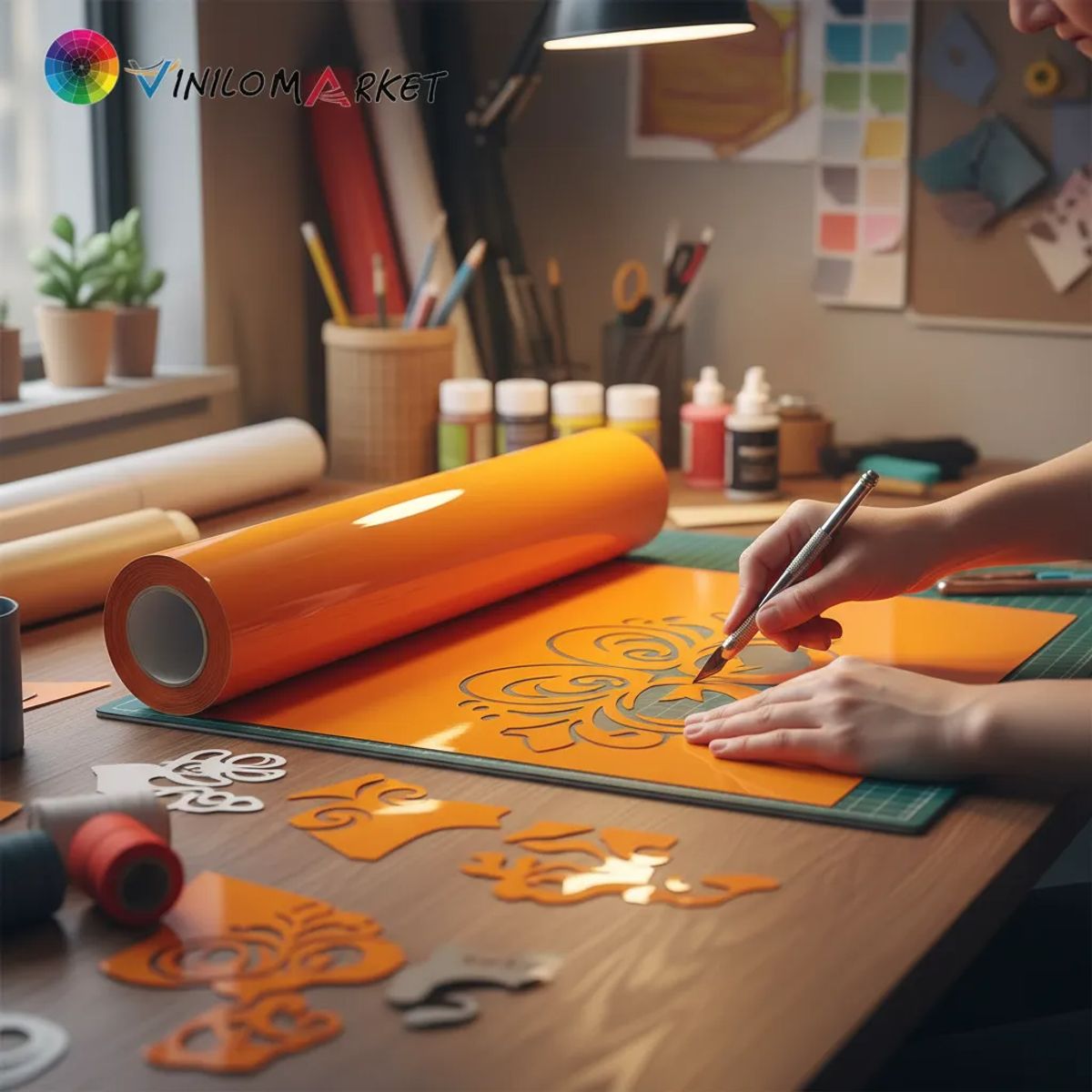 NEON - Vinilo Adhesivo De Corte Naranja Brillante De 30 Cm X 10 Mts