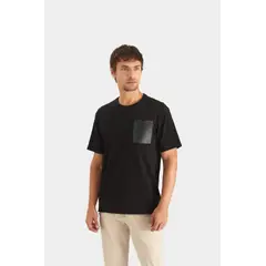 VELEZ - Vélez Camiseta En Algodón Para Hombre Bolsillo Cuero Negro
