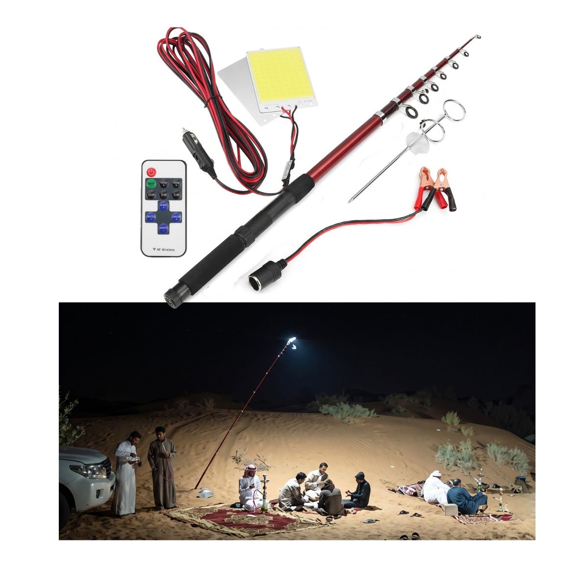 GENERICO - Lámpara Caña Telescópica Camping 5m Foco Led 500w 36000L