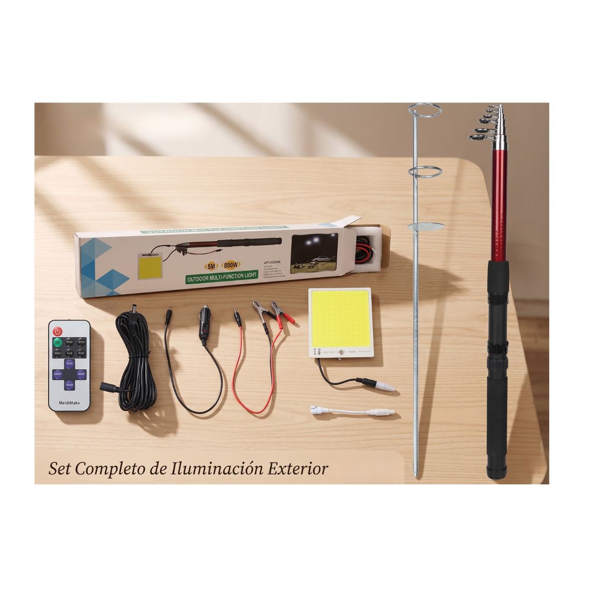 GENERICO - Lámpara Caña Telescópica Camping 5m Foco Led 500w 36000L