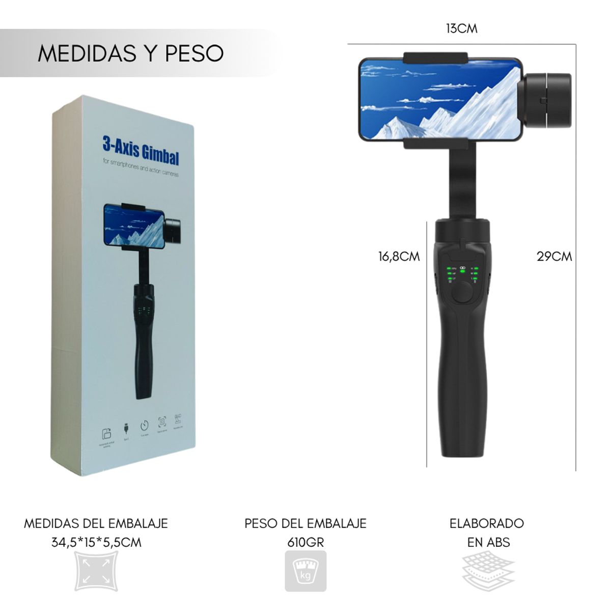 GENERICO - Estabilizador Celular Selfie Tripode Bluetooth Gimbal F8