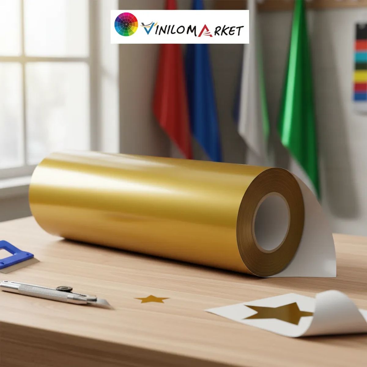 NEON - Vinilo Adhesivo De Corte Oro De 30 Cm X 10 Mts