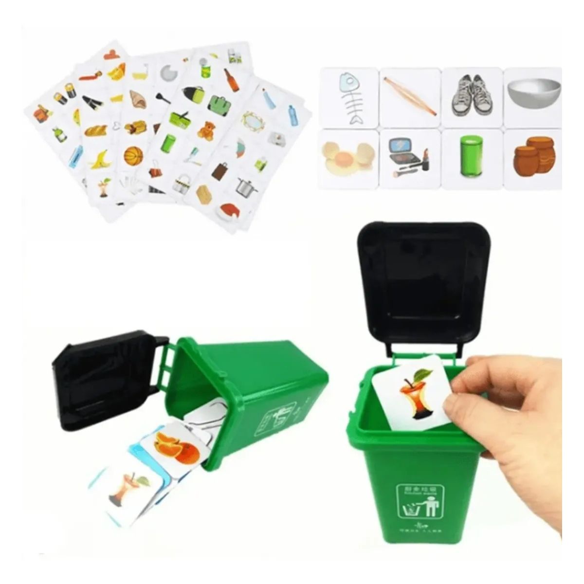 GENERICO - Juego Educativo Clasificación De Basura Con 4 Botes Tarjetas