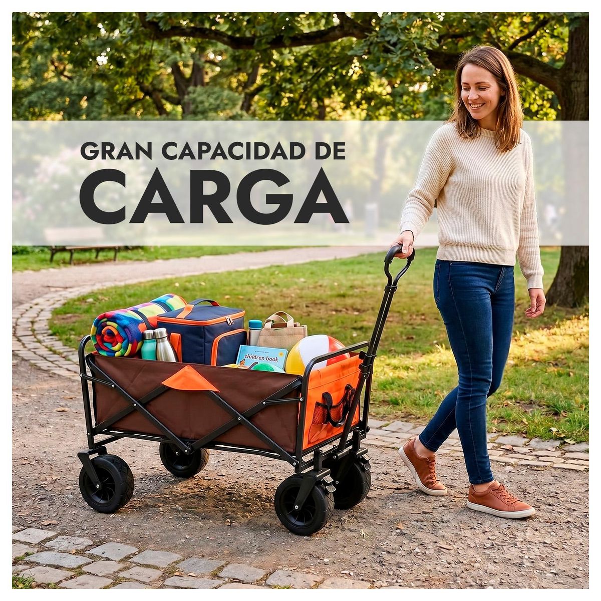 GLOBAL LATIN GROUP - Carro Carga Plegable con Ruedas Feria Compra Multiuso Transportador - Negro