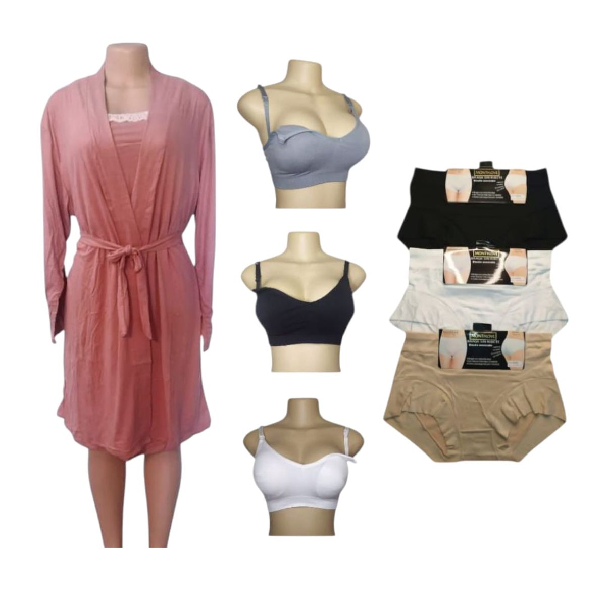 MEDIA LUNA - Pack Maternal camisola bata sostenes y calzones
